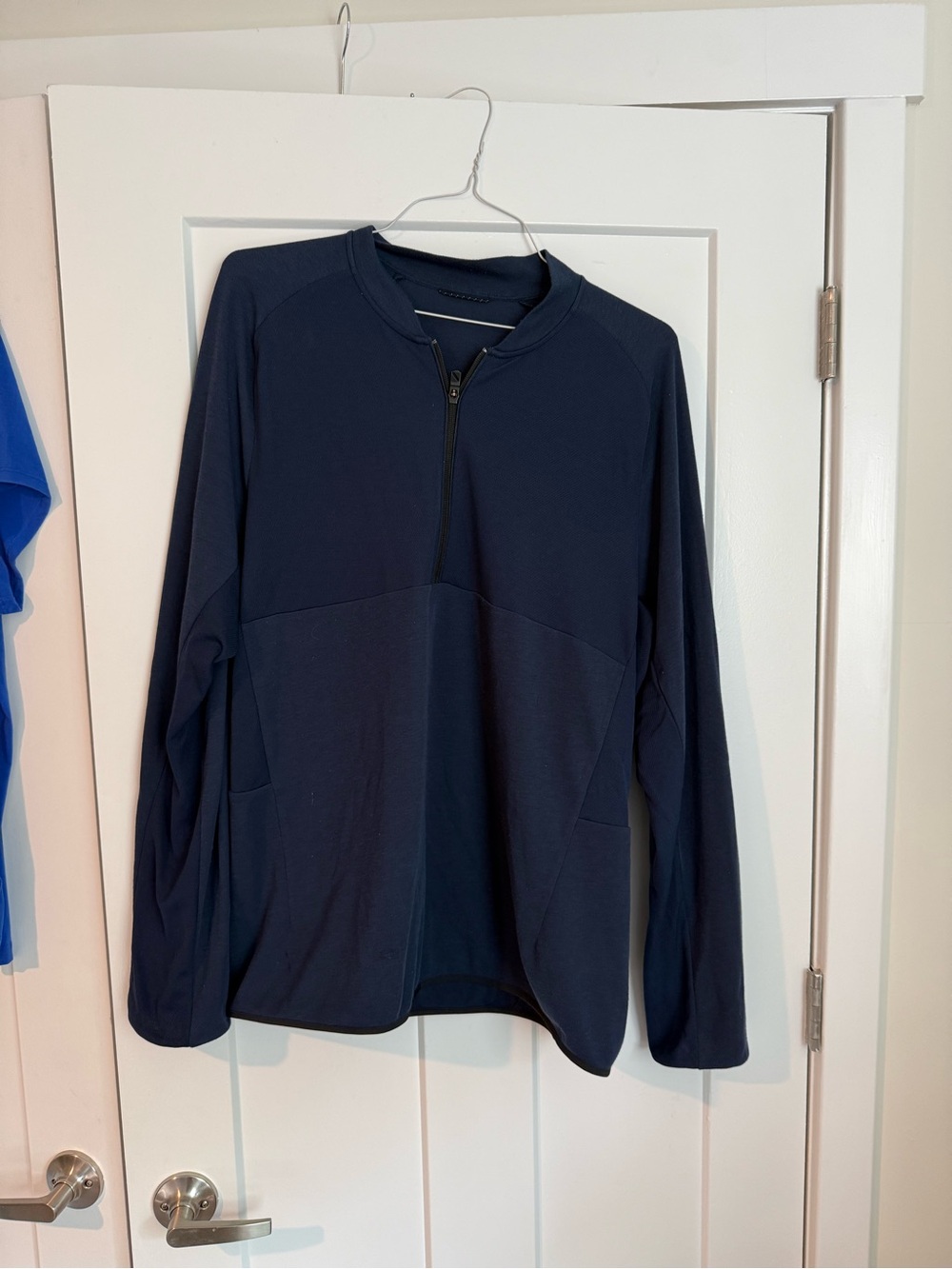 Classic Navy Blade collar half zip Pullover Sweater